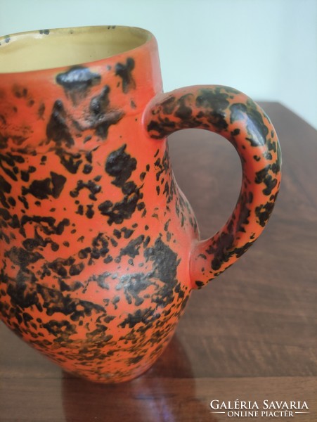 Orange applied art pond head ceramic jug