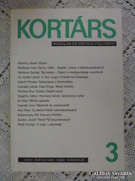 Kortárs - irodalmi és kritikai folyóirat - 1982