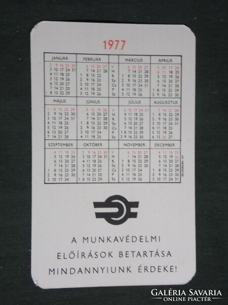 Card calendar, máv railway, work accident prevention, graphic designer, track worker, 1977, (2)
