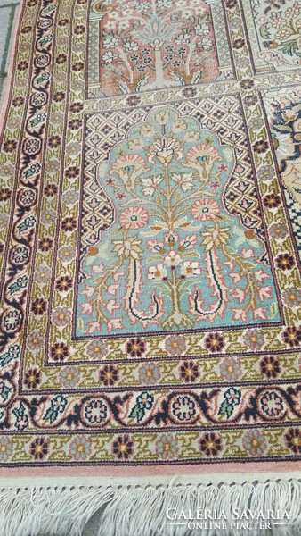 Kashmir kertmintás selyem szőnyeg 143x78cm. Alkudható!