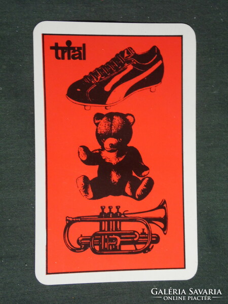 Kártyanaptár,Triál,sport,játék hangszer áruház,Budapest,grafikai,rajzos,Puma cipő, 1977 ,   (2)