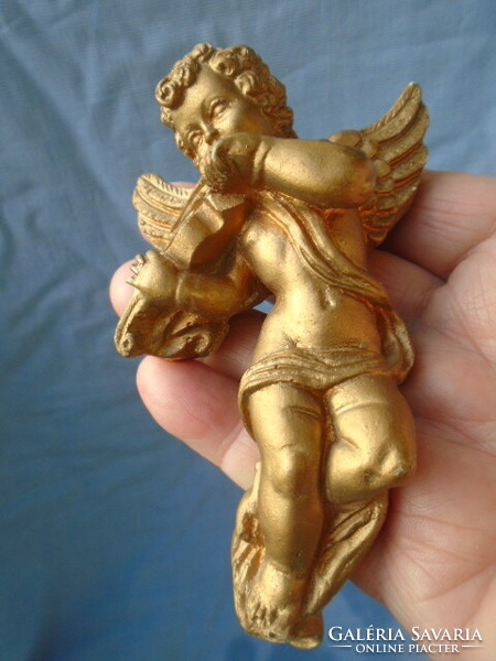 Szépen kidolgozott aranyozott relief angyalka, falra akasztható, súlyos darabka