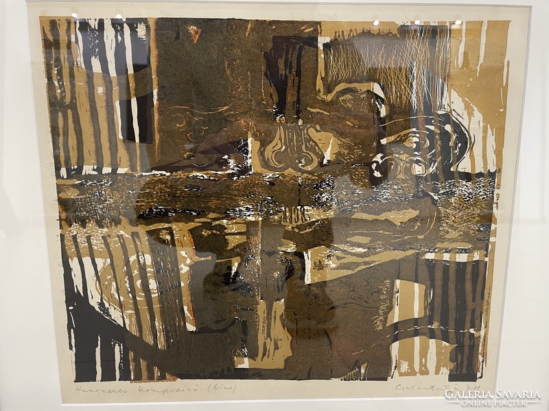 György Galántai linoleum engraving avant-garde abstract graphic image