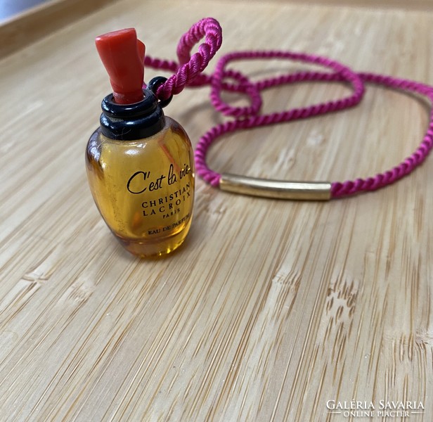 Christian lacroix perfume glass pendant with cord necklace