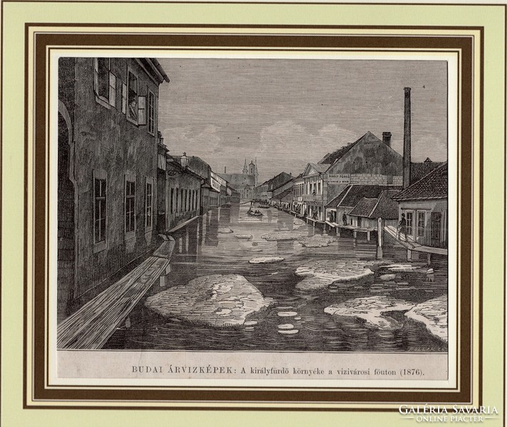 Budai árvízképek: A királyfürdők környéke a vizivárosi főuton (1838)