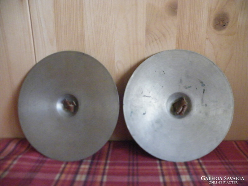 Old retro children's copper cymbal with (rare) leather handle