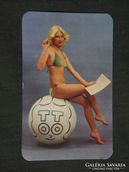 Kártyanaptár, Totó Lottó szerencsejáték, erotikus női modell,1978 ,   (2)
