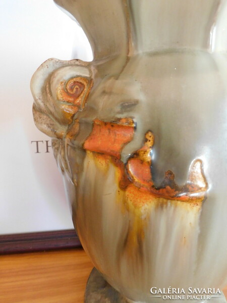Art deco ceramic vase with rose head handle 22 cm - hop type