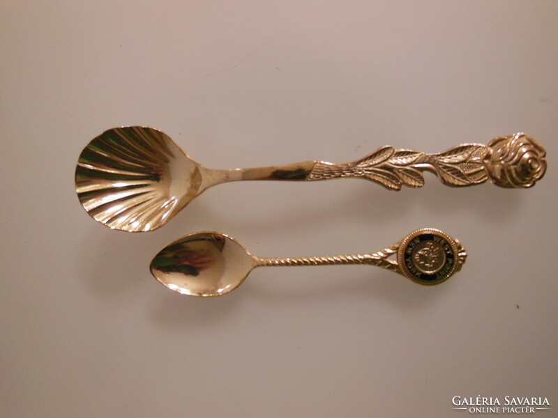 Cutlery - gold-plated - 2 pcs - marked - German - coffee spoon - 13.5 x 3 cm - 9.5 x 2 cm