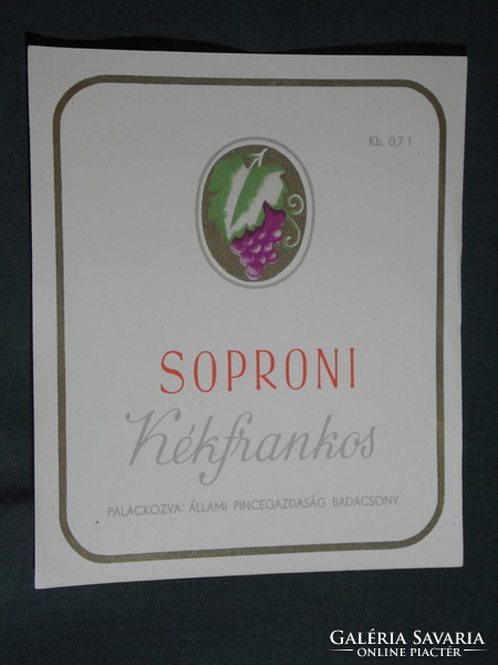 Wine label, Badacsony winery, wine farm, Kékfrankos wine from Sopron