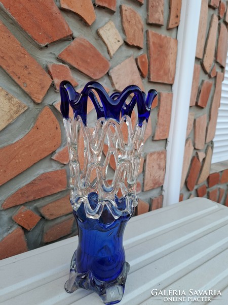Gyönyörű 30 cm  karcagi  berekfürdői üveg váza Gyűjtői mid-century modern  lakásdekoráció hagyaték