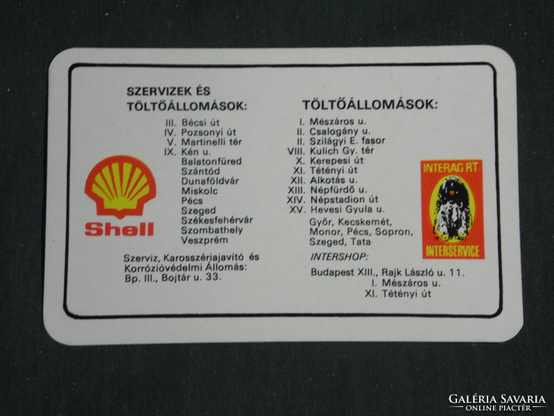 Kártyanaptár,SHELL,benzinkutak,olajok szerviz,Budapest,Pécs,Balatonfüred  1978 ,   (2)