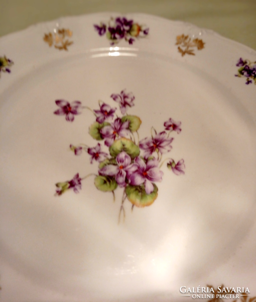 Antik  ibolyás Bavaria porcelán süteményes kínáló tál,  25,5 cm átmérőjű