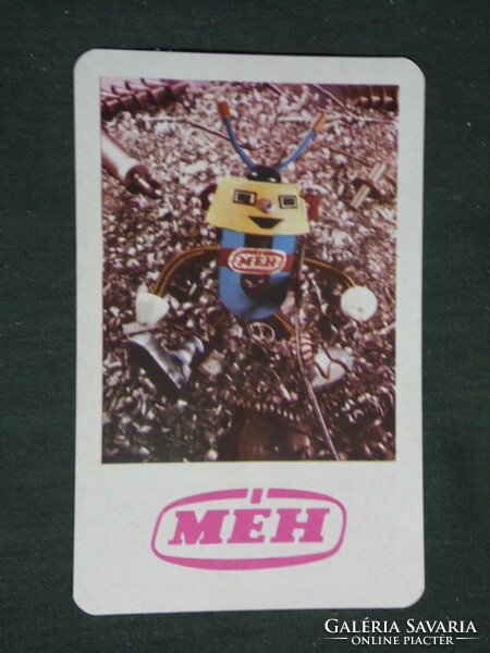 Kártyanaptár,MÉH hulladékhasznosító vállalat,grafikai rajzos,reklám baba,figura,robot, 1978 ,   (2)