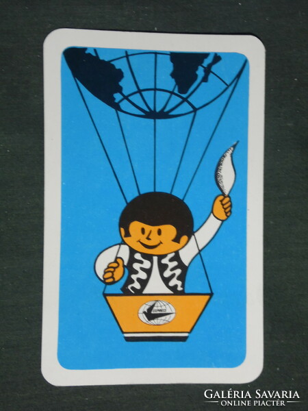 Kártyanaptár,Express utazási iroda,grafikai rajzos,reklám figura, 1978 ,   (2)