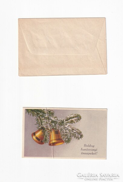 K:137 Merry Christmas and Happy New Year. Card-postcard with envelope, postmarked (fold visible on it)