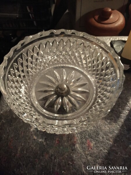 Cast glass serving tray with metal base (76)