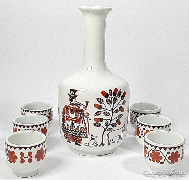 KIÁRUSÍTÁS !!! :)  Vintage Alföldi Porcelán - pálinkás készlet / magyaros motívumokkal