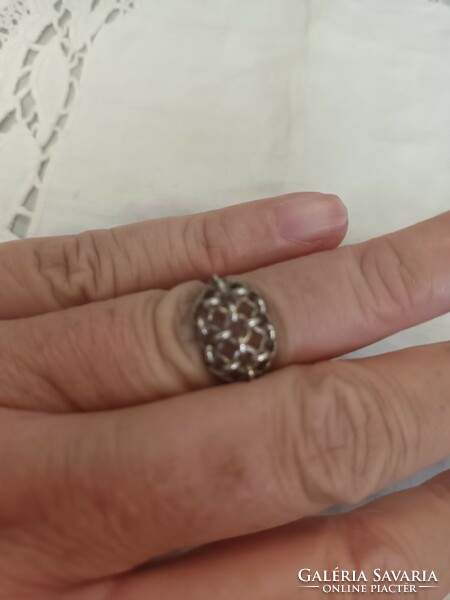 Old silver handcrafted honeycomb ring for sale!