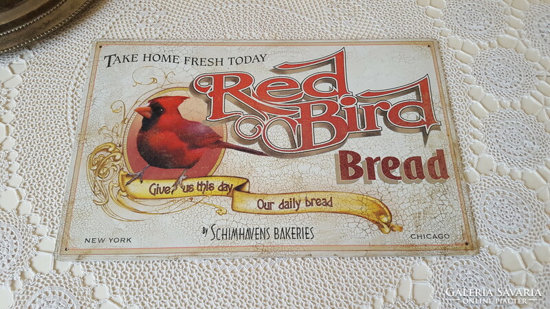 Red bird bread tin advertising sign