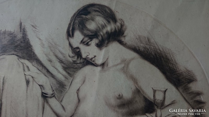 István Prihoda: female nude with hookah