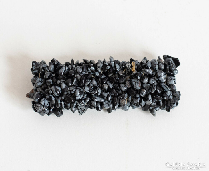 Multi-row snowflake obsidian bracelet - mineral semi-precious stone jewelry