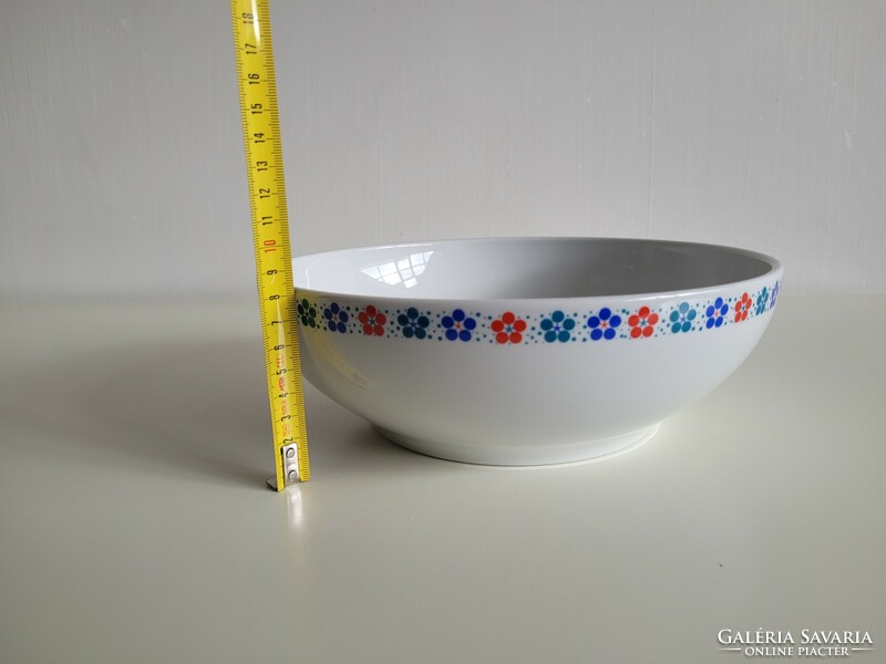 Retro lowland porcelain 25 cm large garnish serving bowl with blue red flower pattern