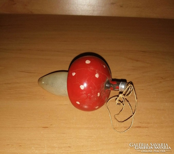 Piros pöttyös gomba antik üveg karácsonyfadísz 9 cm