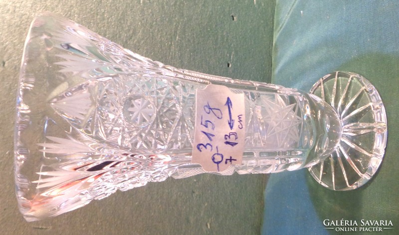 Kristály váza / 13 cm, 315 gramm /