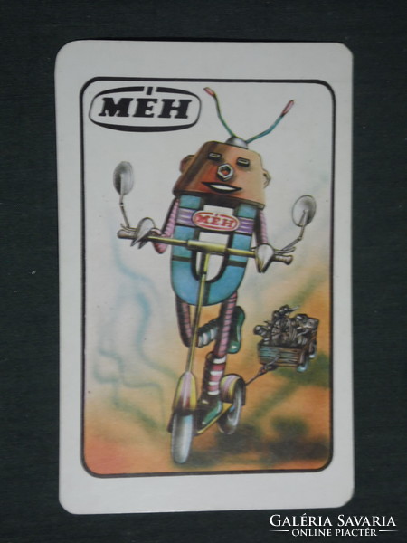 Kártyanaptár,MÉH hulladékhasznosító vállalat,grafikai rajzos,reklám baba,figura,robot,1979 ,   (2)