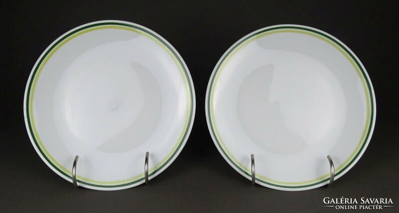 1P639 Retro zöld szegélyes Zsolnay porcelán süteményes tányér 2 pár 20.5 cm