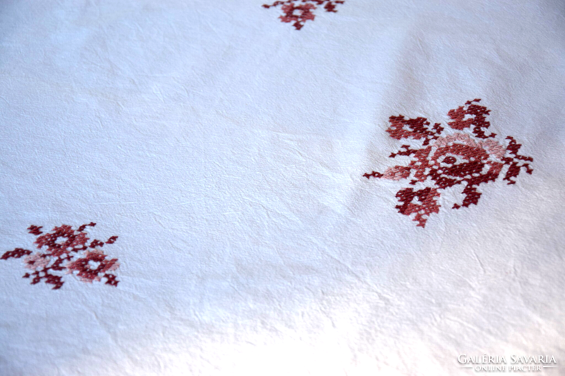 Old folk traditional large linen tablecloth tablecloth tablecloth hand embroidered 142 x 116