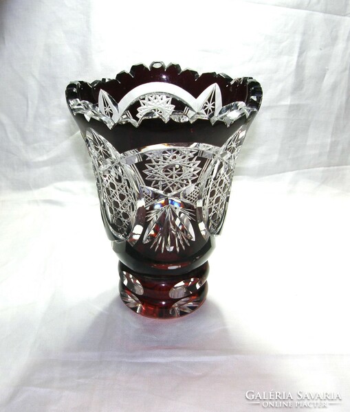 Beautiful antique polished crystal vase - 20 cm