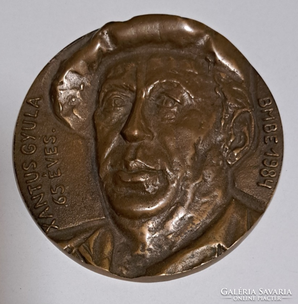 1984. "Xantus Gyula 65 éves" bronz emlékplakett (92mm) UNC( N-4)