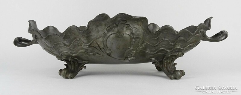1P690 Antik nagyméretű barokk fém asztalközép kínáló tál 44 cm