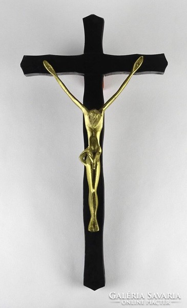 1P649 large wooden crucifix with bronze Jesus 41 cm