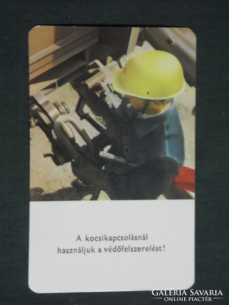 Kártyanaptár, MÁV vasút ,balesetmegelőzés,kocsikapcsolás,1979 ,   (2)