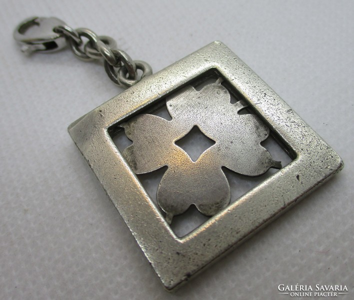 Beautiful old, silver floral bag ornament, pendant