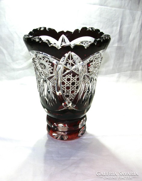 Gyönyörű antik csiszolt kristály váza - 20 cm