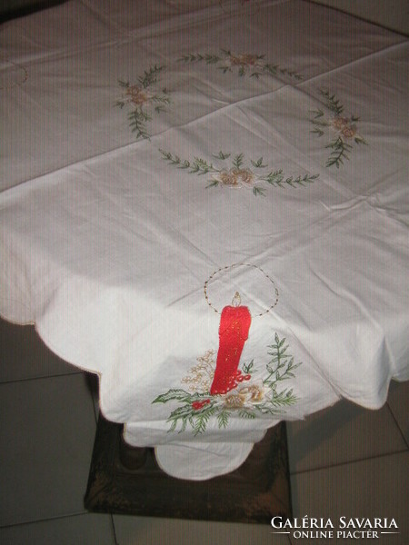 Wonderful Christmas machine embroidered tablecloth