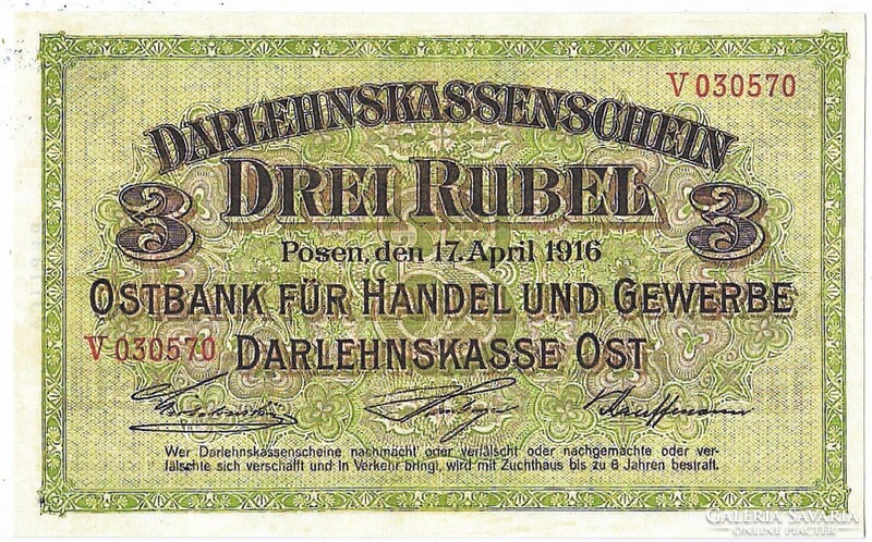 Németország 3 lengyel rubel 1916 REPLIKA