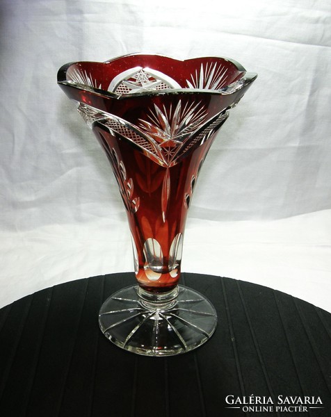 Beautiful antique polished crystal vase - 21 cm