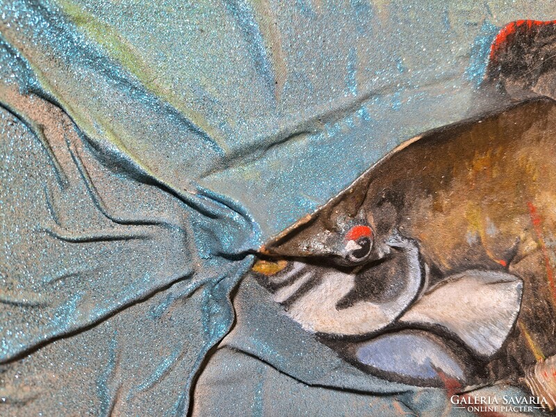 Hal - térhatású festmény keretben - modern, kortárs egyedi állatos kép, vízi világ