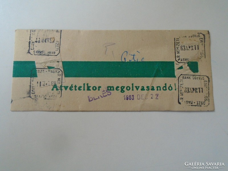 ZA470.4   Bankjegy kötegelő cédulája (karton) 1963   Magyar Nemzeti Bank