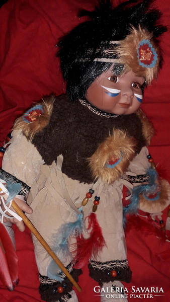 Beautiful North American porcelain Indian artist doll in a pair, 52cm/pc together, as shown in the pictures
