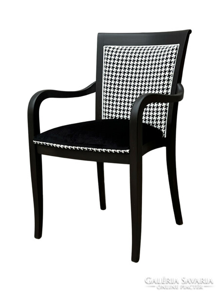 Exclusive armchair with beech frame, solo - in pairs, with houndstooth pattern upholstery