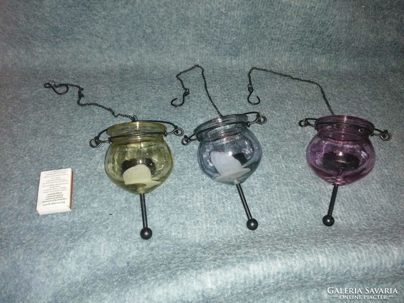 Három darab üveg függeszthető mécsestartó (A3)