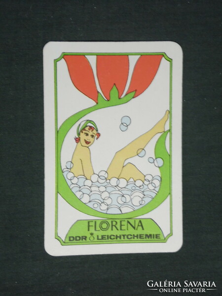Kártyanaptár, Florena kozmetikai termékek az NDK -ból, grafikai rajzos,erotikus,1979 ,   (2)