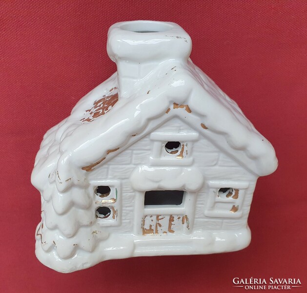 Karácsonyi porcelán mécsestartó házikó ház dekoráció mécses falu