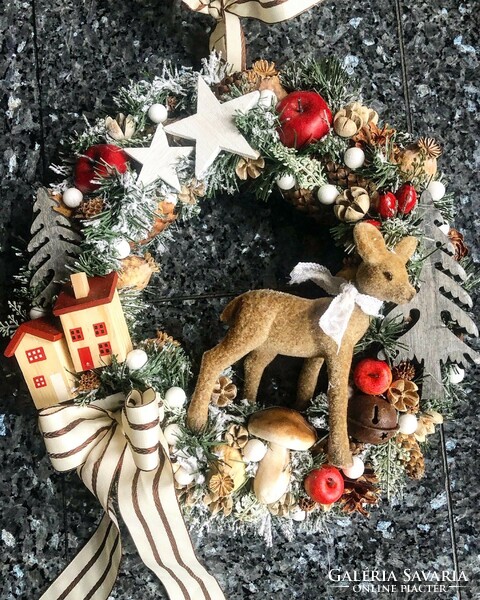 Christmas door decoration with deer